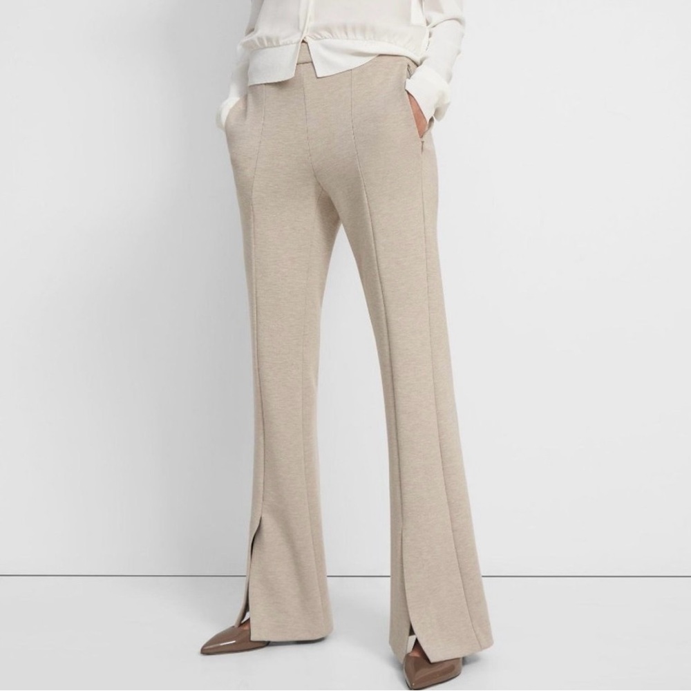 Theory Cream Boot-Cut Knit Pants